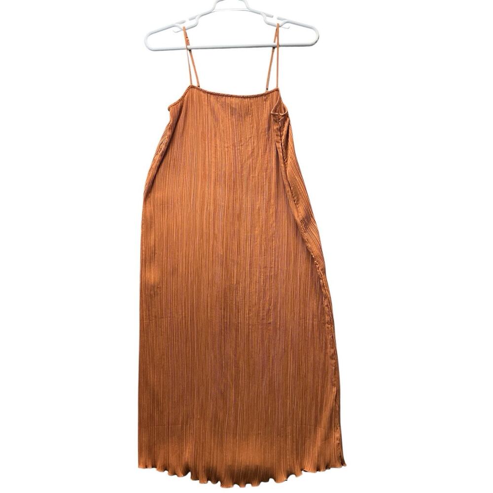 MADEWELL Cami Dress Maxi Spaghetti Straps Flowy Loose US 10 Brown